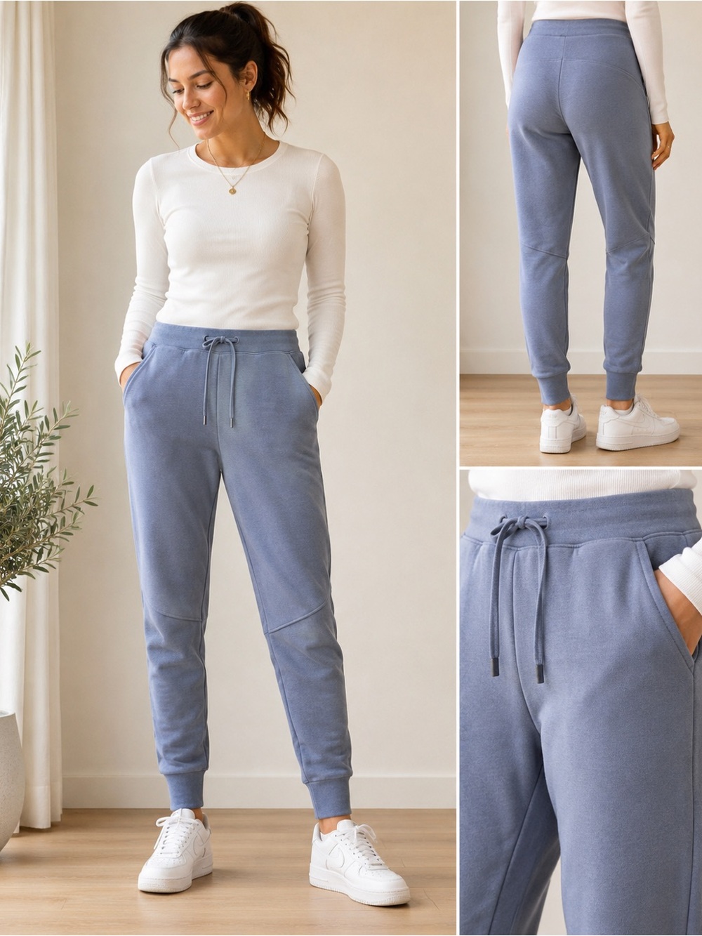Lululemon Women’s XS Blue Fleece Jogger Sweatpants Drawstring Tapered, Pockets
